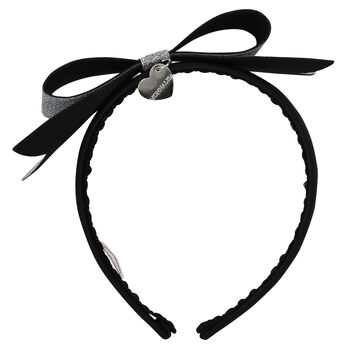 Girls Black & Silver Bow Hairband